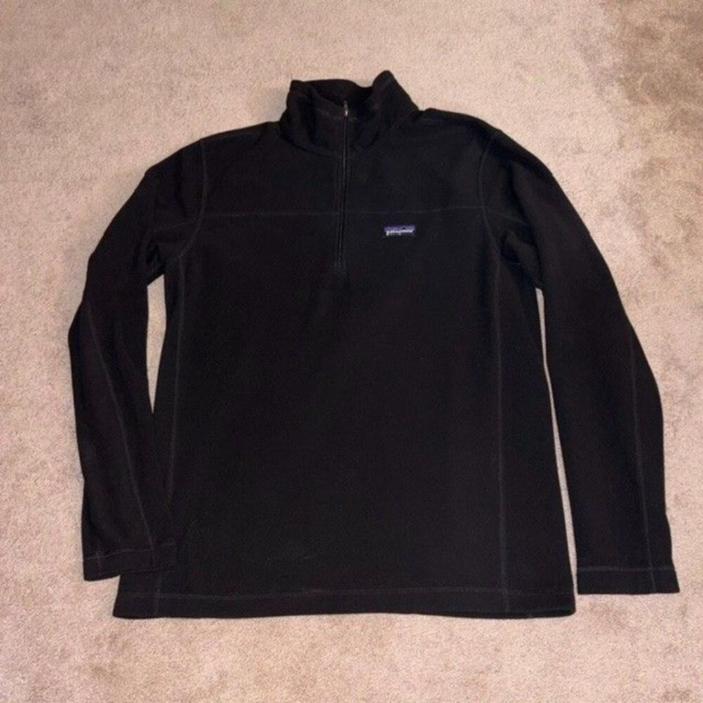 Patagonia Micro-D Fleece Pullover 1/4 Zip Black Lightweight Mens Medium 26176